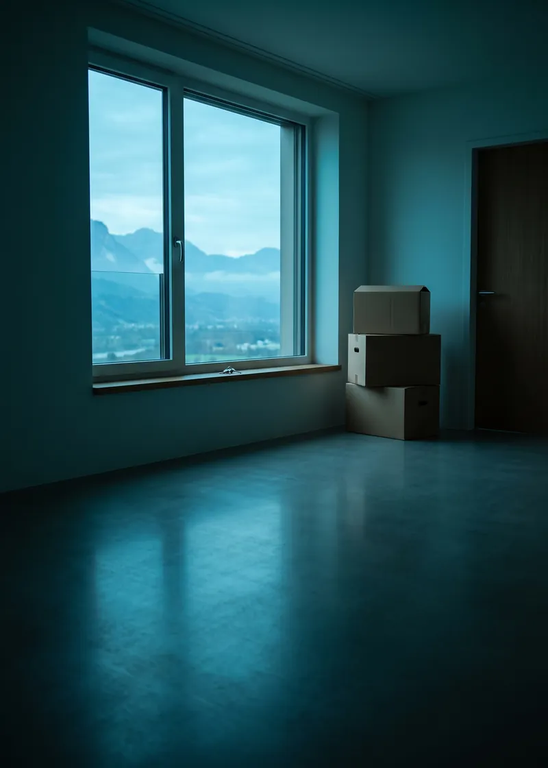 Umzugsreinigung Buchs SG: leere, gereinigte Räume eines Mehrfamilienhauses mit Blick auf das Werdenberger Rheintal